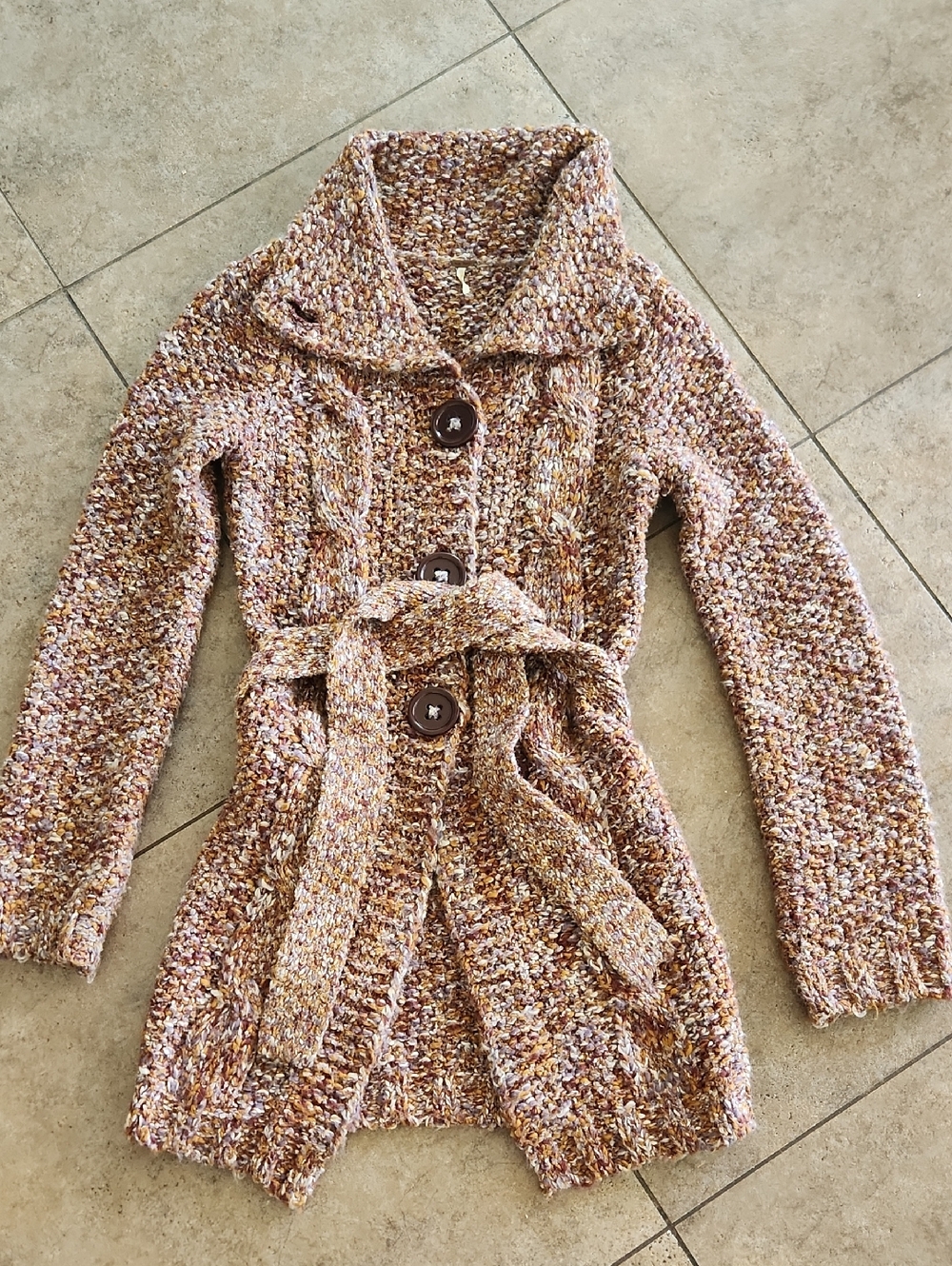 Free People...Marled Knit Cardigan in Mustard, Purple, Cream